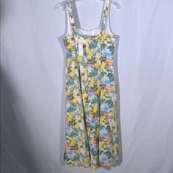 ABERCROMBIE AND FITCH WOMENS MILA STRETCH MIDI DRESS LEMONS LARGE PETITE NEW - Picture 10 of 11